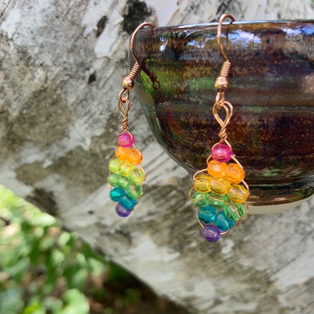 Handmade Rainbow Pride Love Is Love Earrings